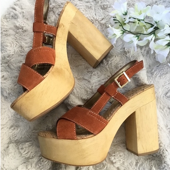Sam Edelman ginger spice Mae wood platform sandals - Picture 4 of 5
